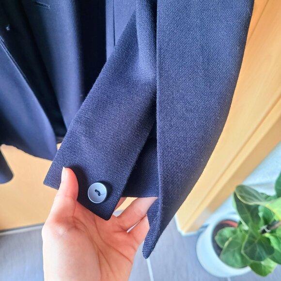 Zara Basic Outerwear Navy Blue Wool Longline Double Breasted Blazer Coat Size XS - Picture 9 of 15